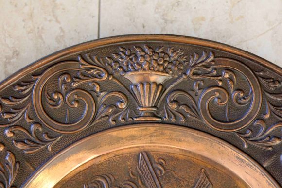 Медное панно МЕЛЬНИЦА. Тонкая чеканка