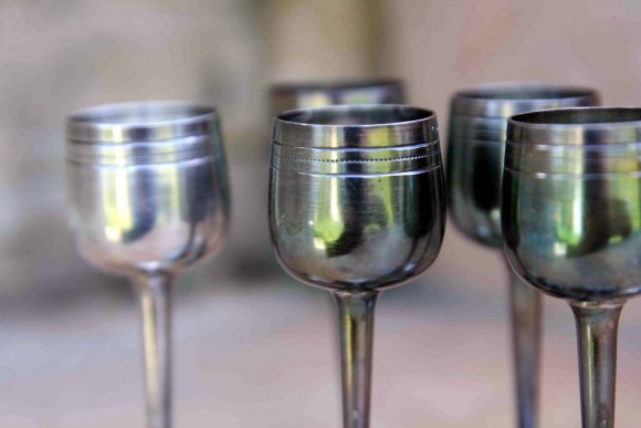 Набор нежнейших бокальчиков, серебрение.