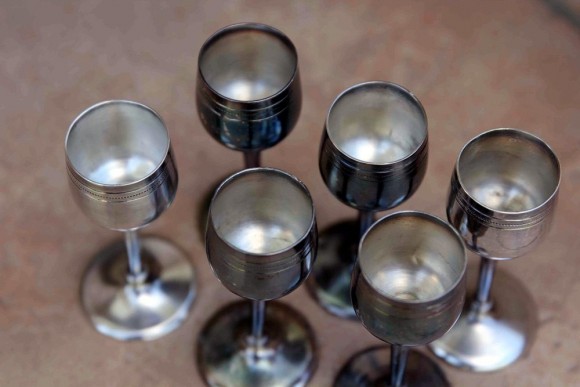 Набор нежнейших бокальчиков, серебрение.