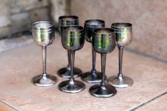 Набор нежнейших бокальчиков, серебрение.