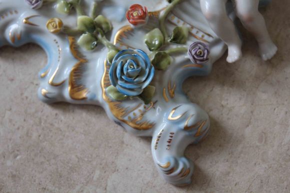 Изумительной красоты старинное фарфоровое зеркало 