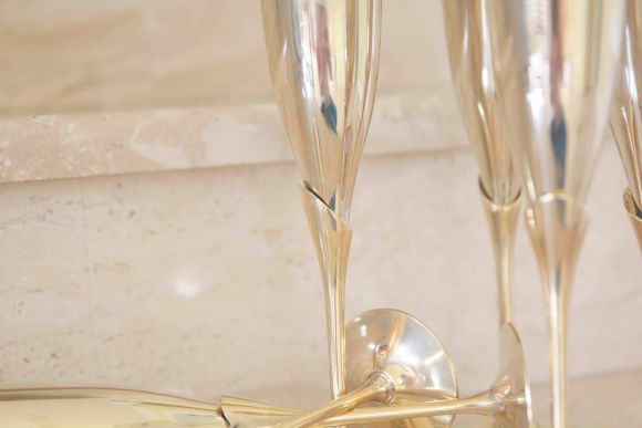 Уникальные фужеры для шампанского из латуни. Европа. 20 век.  6 шт.