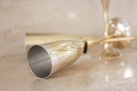 Уникальные фужеры для шампанского из латуни. Европа. 20 век.  6 шт.