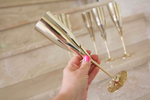 Уникальные фужеры для шампанского из латуни. Европа. 20 век.  6 шт.