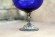 Невероятной красоты бокал с синим стеклом, Оловянное литье