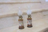 Интересная антикварная пара керосиновых ламп Интересная антикварная пара керосиновых ламп