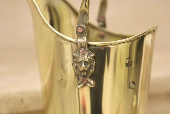 Старинный латунный зольник для камина. Европа. Начало 20 века.