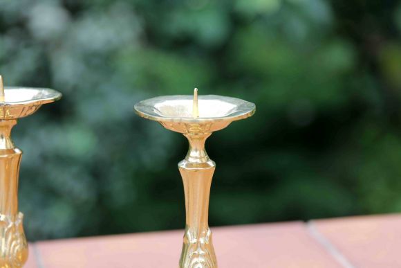 Пара старинных подсвечников из латуни