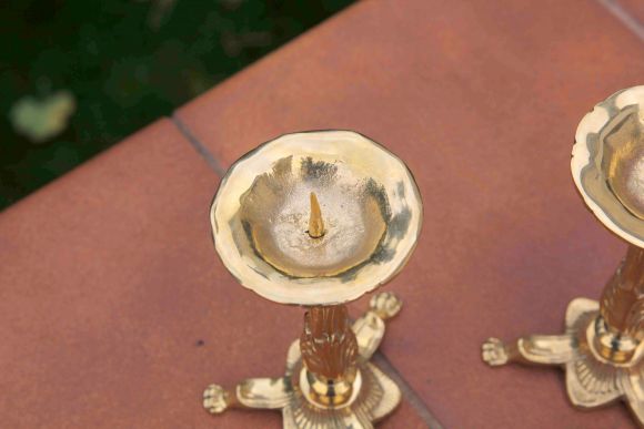 Пара старинных подсвечников из латуни