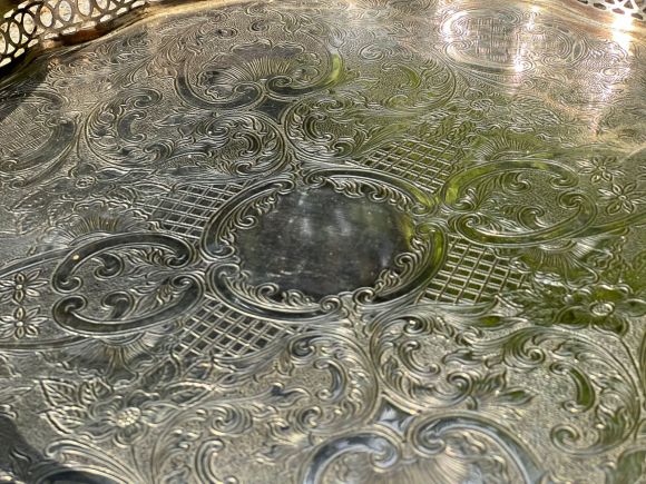 Антикварный ажурный поднос. Англия, Шеффилд.