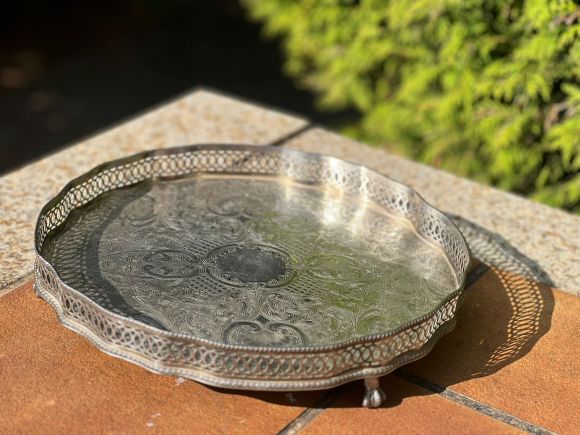Антикварный ажурный поднос. Англия, Шеффилд.