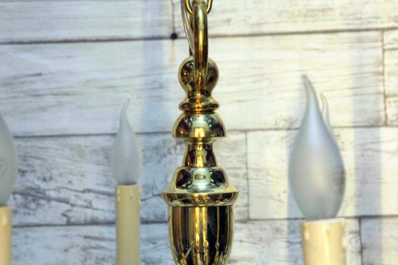 Винтажная латунная люстра на 8 Рожков. Европа. Начало 20 века