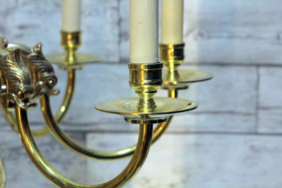 Винтажная латунная люстра на 8 Рожков. Европа. Начало 20 века