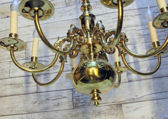 Винтажная латунная люстра на 8 Рожков. Европа. Начало 20 века