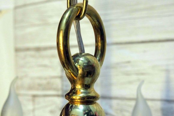 Винтажная латунная люстра на 8 Рожков. Европа. Начало 20 века