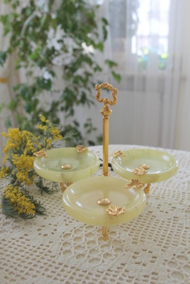 Старинная пепельница или КОНФЕТНИЦА. Оникс, Латунь, середина 20 вв