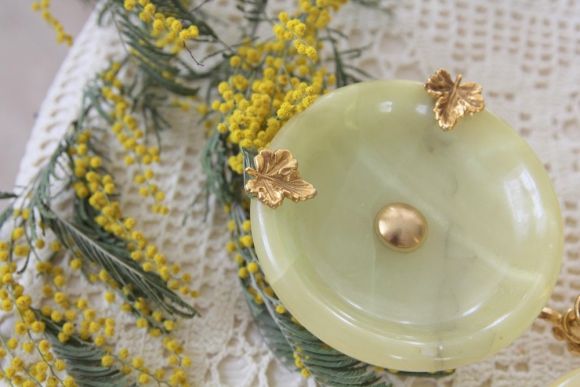 Старинная пепельница или КОНФЕТНИЦА. Оникс, Латунь, середина 20 вв