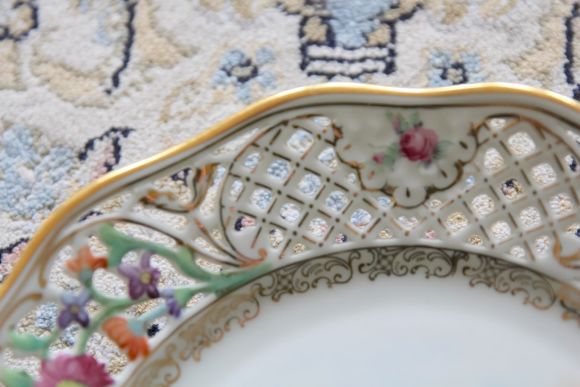 Красивая, ажурная, антикварная тарелка. Европа. Начало 20 века