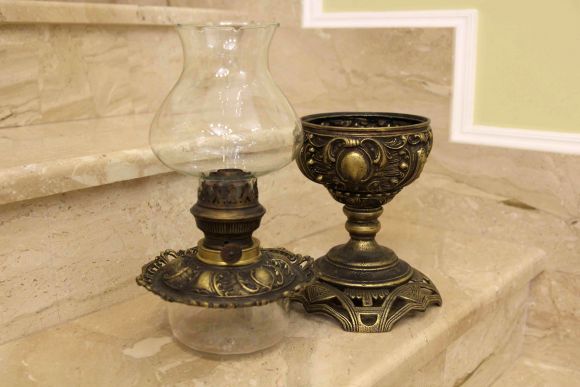 Невероятно красивая антикварная керосиновая лампа. Европа. Начало 20 века