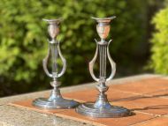 Пара антикварных подсвечников в форме лиры. Англия.