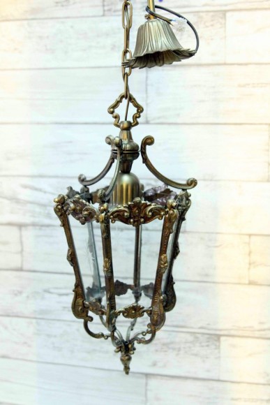 Антикварная люстра с пескоструйным рисунком