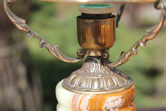 Очень эффектная антикварная лампа. Европа. Начало 20 века