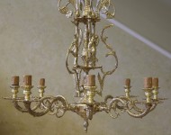 Антикварная латунная люстра на 8 рожков. Европа.Начало 20 века