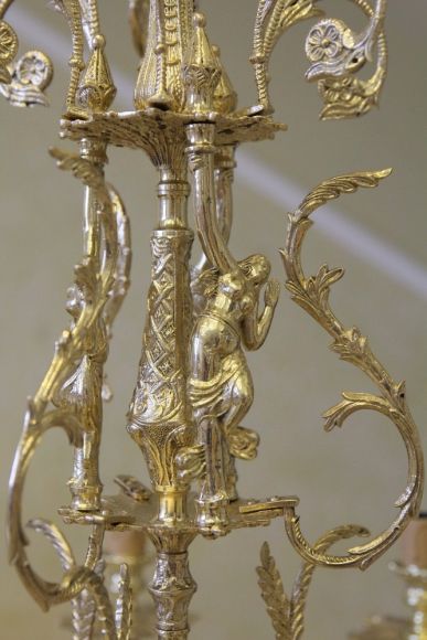 Антикварная латунная люстра на 8 рожков. Европа.Начало 20 века