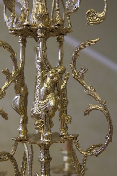 Антикварная латунная люстра на 8 рожков. Европа.Начало 20 века