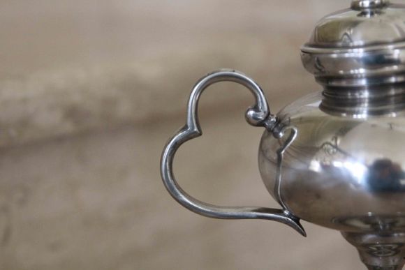 Старинная оловянная масленка. Европа. Начало 20 века