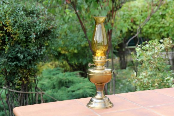 Эффектная антикварная керосиновая лампа. Европа. Начало 20 в