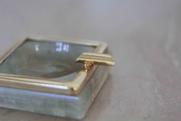 Старинная пепельница оникса и латуни. Европа.Начало 20 века