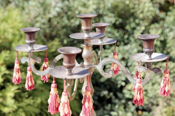 Старинный бронзовый канделябр на пять свечей. Конец 19 века