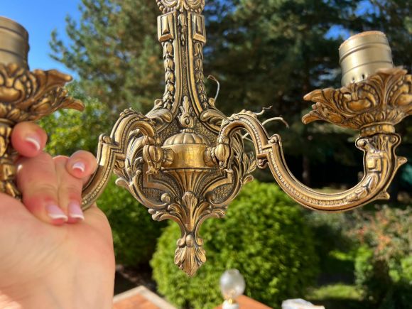 Ажурные бронзовые бра на 3 и 2 свечи.