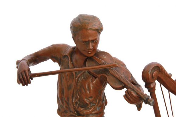 Винтажный гарнитур - часы и 2 статуэтки "Муза" - Скрипка, Арфа и Лира.