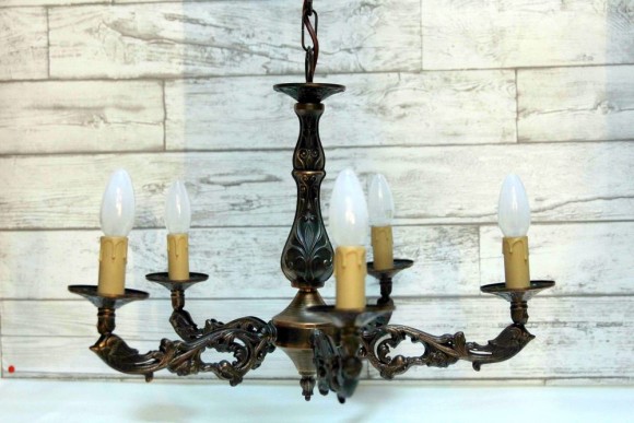 Антикварная люстра из бронзового литья. Европа. Начало 20 века