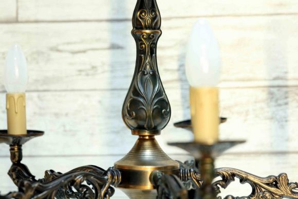 Антикварная люстра из бронзового литья. Европа. Начало 20 века