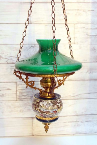 Антикварная люстра с изящой росписью. Франция. Конец 19 века