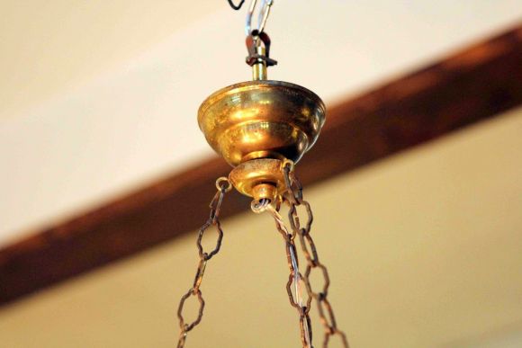 Антикварная люстра с изящой росписью. Франция. Конец 19 века