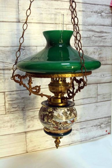 Антикварная люстра с изящой росписью. Франция. Конец 19 века