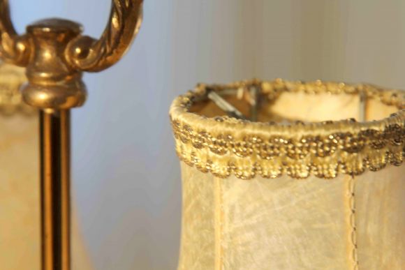 Винтажная настольная лампа на 3 свечи. Бронза