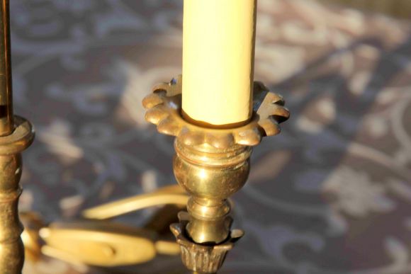 Винтажная настольная лампа на 3 свечи. Бронза
