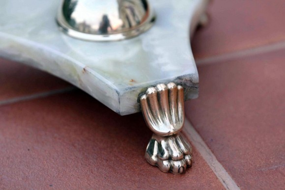 Роскошная напольная пепельница. Оникс, латунь, хрусталь