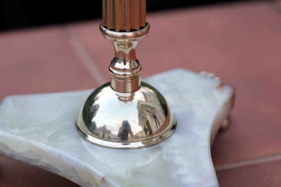 Роскошная напольная пепельница. Оникс, латунь, хрусталь