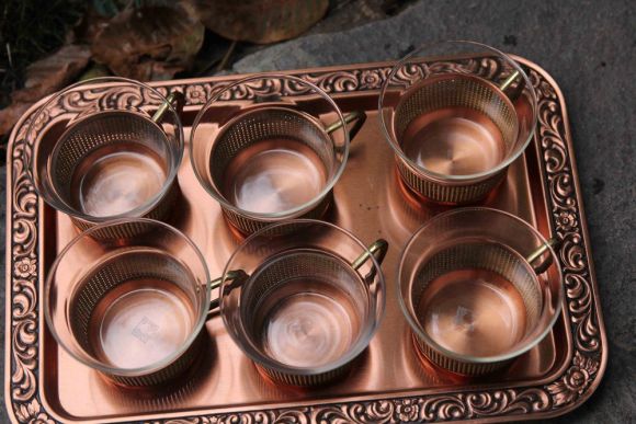 Старинный чайный набор из меди. Европа. Начало 20 века