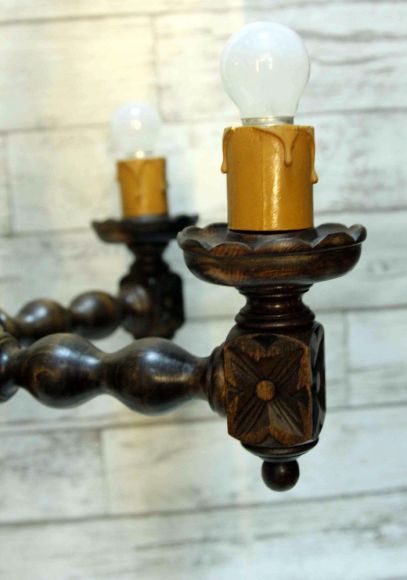 Деревянная люстра из массива после реставрации