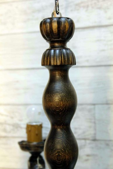 Деревянная люстра из массива после реставрации