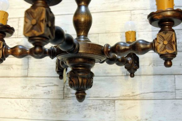 Деревянная люстра из массива после реставрации