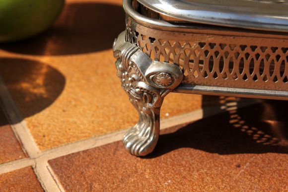 Антикварный мармит с серебренной крышкой 