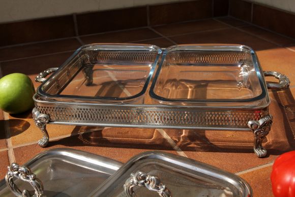 Антикварный мармит с серебренной крышкой 